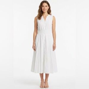 Chelsea & Theodore White Smocked Midi Dress size large